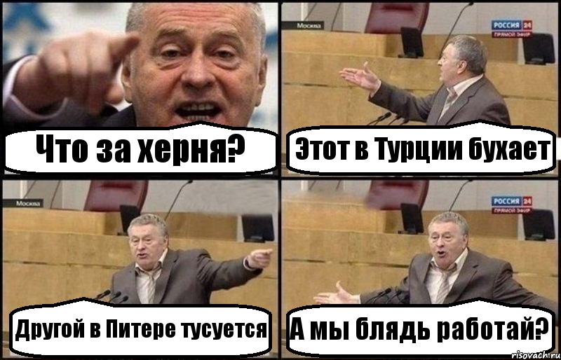 Что за херня? Этот в Турции бухает Другой в Питере тусуется А мы блядь работай?, Комикс Жириновский