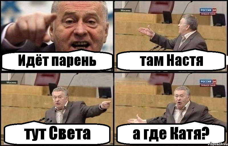 Идёт парень там Настя тут Света а где Катя?, Комикс Жириновский