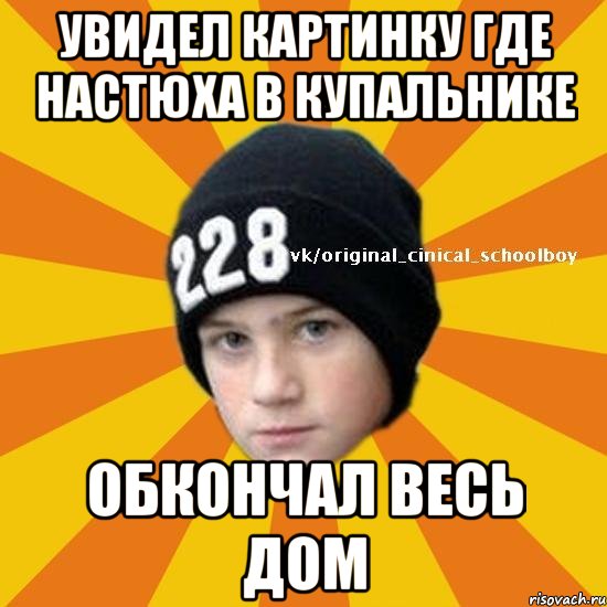 Увидел картинку где настюха в купальнике Обкончал весь дом, Мем  Циничный школьник