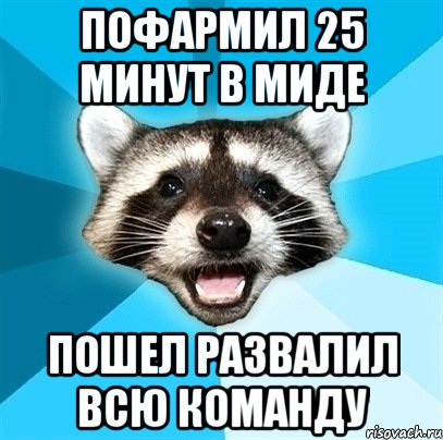 Пофармил 25 минут в миде пошел развалил всю команду, Мем Енот-Каламбурист