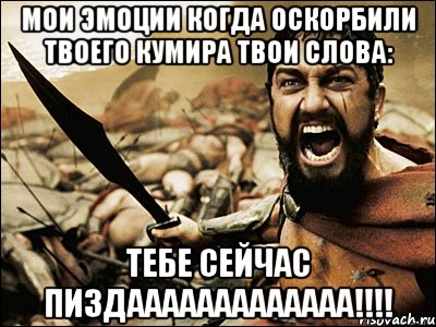 мои эмоции когда оскорбили твоего кумира твои слова: тебе сейчас ПИЗДААААААААААААА!!!!, Мем Это Спарта