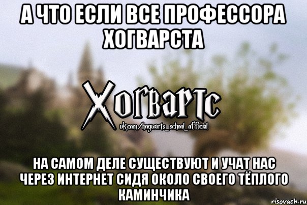 А что если все профессора Хогварста на самом деле существуют и учат нас через интернет сидя около своего тёплого каминчика, Мем Хогвартс