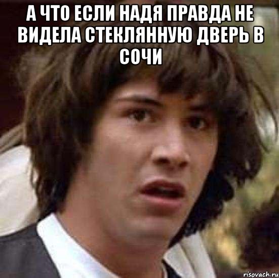 а что если Надя правда не видела стеклянную дверь в Сочи , Мем А что если (Киану Ривз)