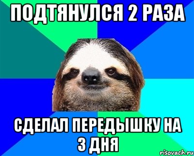 ПОДТЯНУЛСЯ 2 РАЗА СДЕЛАЛ ПЕРЕДЫШКУ НА 3 ДНЯ, Мем Ленивец