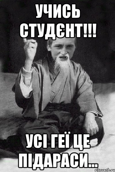 учись студєнт!!! Усі геї це підараси..., Мем Мудрий паца