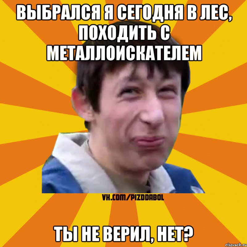 Выбрался я сегодня в лес, походить с металлоискателем Ты не верил, нет?, Мем Типичный врунишка