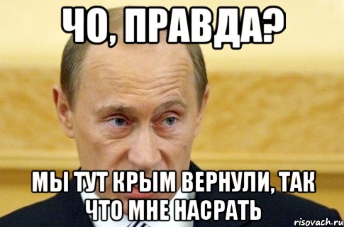 Чо, правда? Мы тут Крым вернули, так что мне насрать, Мем путин