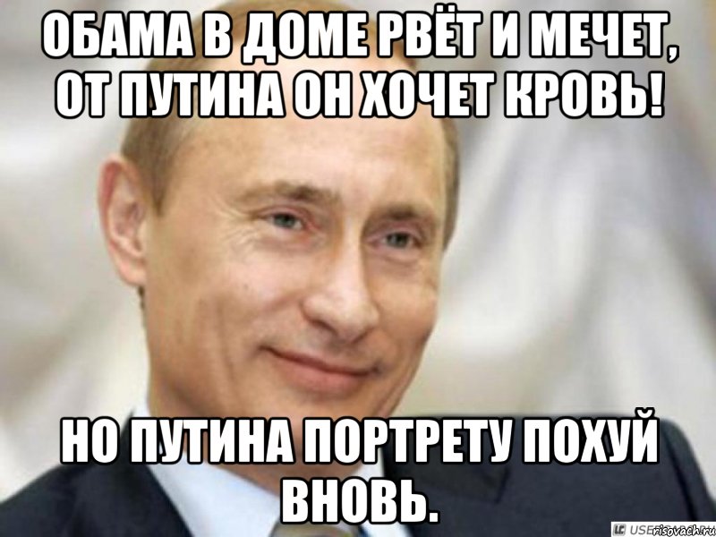 Обама в Доме рвёт и мечет, От Путина он хочет кровь! Но путина портрету похуй Вновь.