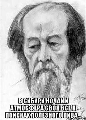  В сибири ночами атмосфера своя Все в поисках полезного пива..., Мем Солженицын