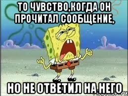 ТО ЧУВСТВО,КОГДА ОН ПРОЧИТАЛ СООБЩЕНИЕ, НО НЕ ОТВЕТИЛ НА НЕГО, Мем Спанч Боб плачет