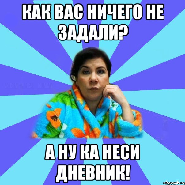 Как вас ничего не задали? А ну ка неси дневник!, Мем типичная мама