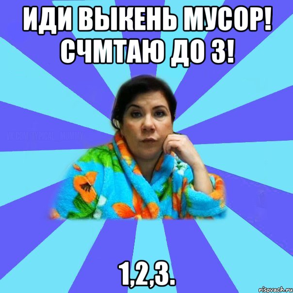 иди выкень мусор! счмтаю до 3! 1,2,3., Мем типичная мама