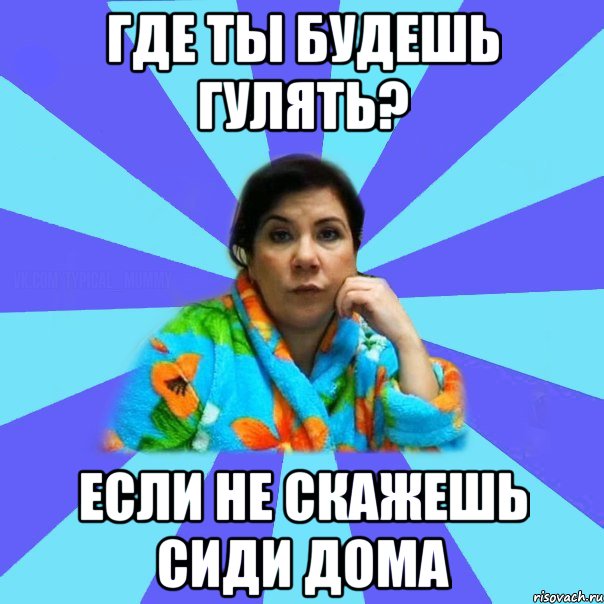 Где ты будешь гулять? Если не скажешь сиди дома, Мем типичная мама