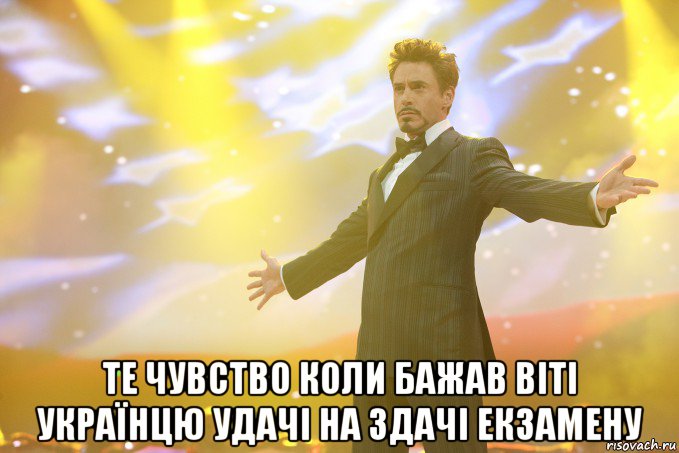  те чувство коли бажав Віті Українцю удачі на здачі екзамену, Мем Тони Старк (Роберт Дауни младший)