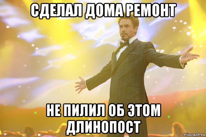 Сделал дома ремонт Не пилил об этом длинопост, Мем Тони Старк (Роберт Дауни младший)