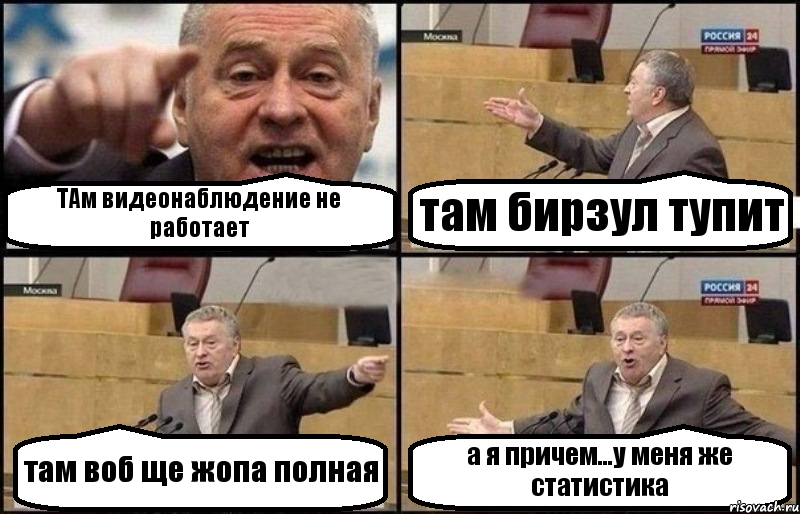 ТАм видеонаблюдение не работает там бирзул тупит там воб ще жопа полная а я причем...у меня же статистика, Комикс Жириновский