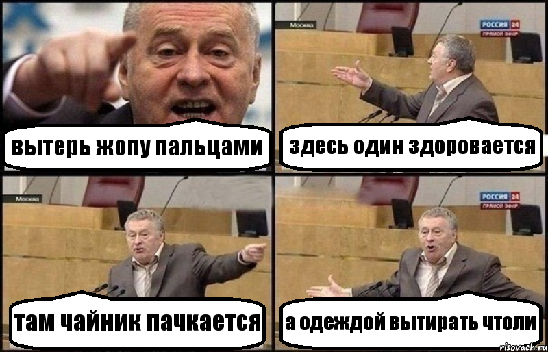 вытерь жопу пальцами здесь один здоровается там чайник пачкается а одеждой вытирать чтоли, Комикс Жириновский