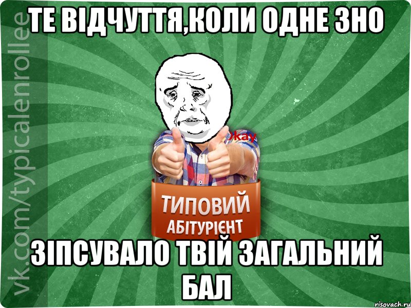 Те відчуття,коли одне ЗНО зіпсувало твій загальний бал, Мем абтура4