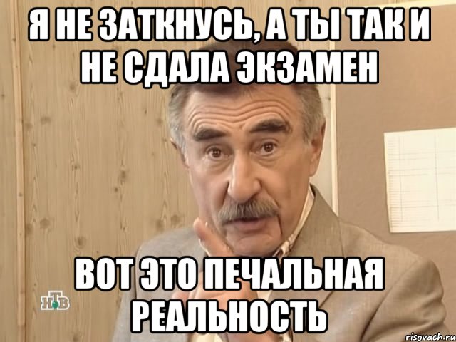 Я не заткнусь, а ты так и не сдала экзамен вот это печальная реальность, Мем Каневский (Но это уже совсем другая история)