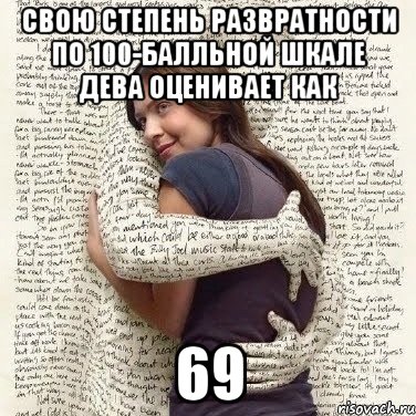 свою степень развратности по 100-балльной шкале дева оценивает как 69, Мем ФИLOLОГИЧЕСКАЯ ДЕВА