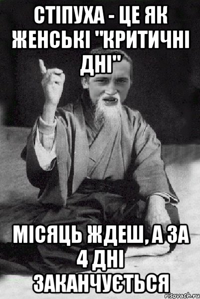 Стіпуха - це як женські "критичні дні" Місяць ждеш, а за 4 дні заканчується, Мем Мудрий паца