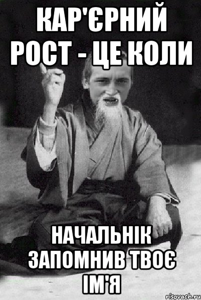 Кар'єрний рост - це коли начальнік запомнив твоє ім'я, Мем Мудрий паца