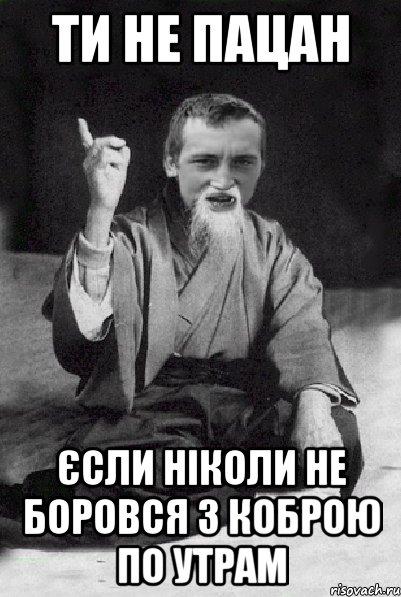 ти не пацан єсли ніколи не боровся з коброю по утрам, Мем Мудрий паца