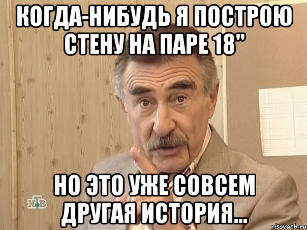 когда-нибудь я построю стену на паре 18" но это уже совсем другая история..., Мем Каневский (Но это уже совсем другая история)