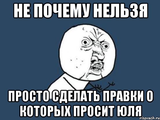 Не почему нельзя просто сделать правки о которых просит Юля, Мем Ну почему