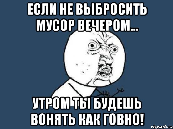 Если не выбросить мусор вечером... Утром ты будешь вонять как говно!, Мем Ну почему