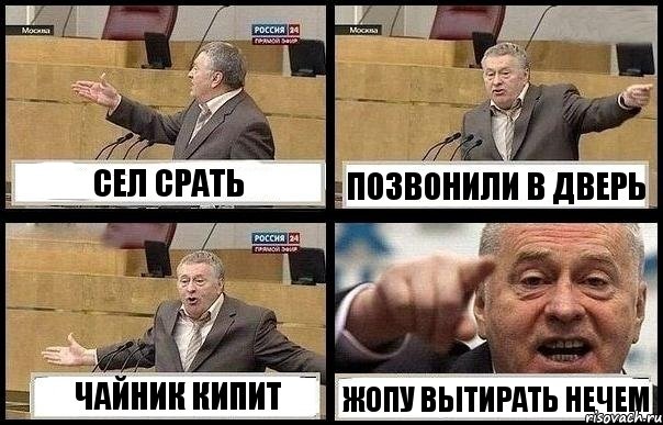 СЕЛ СРАТЬ ПОЗВОНИЛИ В ДВЕРЬ ЧАЙНИК КИПИТ ЖОПУ ВЫТИРАТЬ НЕЧЕМ, Комикс с Жириновским