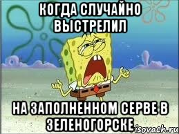 Когда случайно выстрелил На заполненном серве в Зеленогорске, Мем Спанч Боб плачет