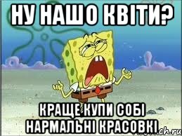 ну нашо квіти? краще купи собі нармальні красовкі, Мем Спанч Боб плачет