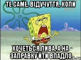 те саме, відучуття, коли хочеться пива, а на заправку йти впадло, Мем Спанч Боб плачет