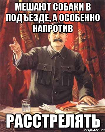 Мешают собаки в подъезде, а особенно напротив расстрелять, Мем  сталин цветной