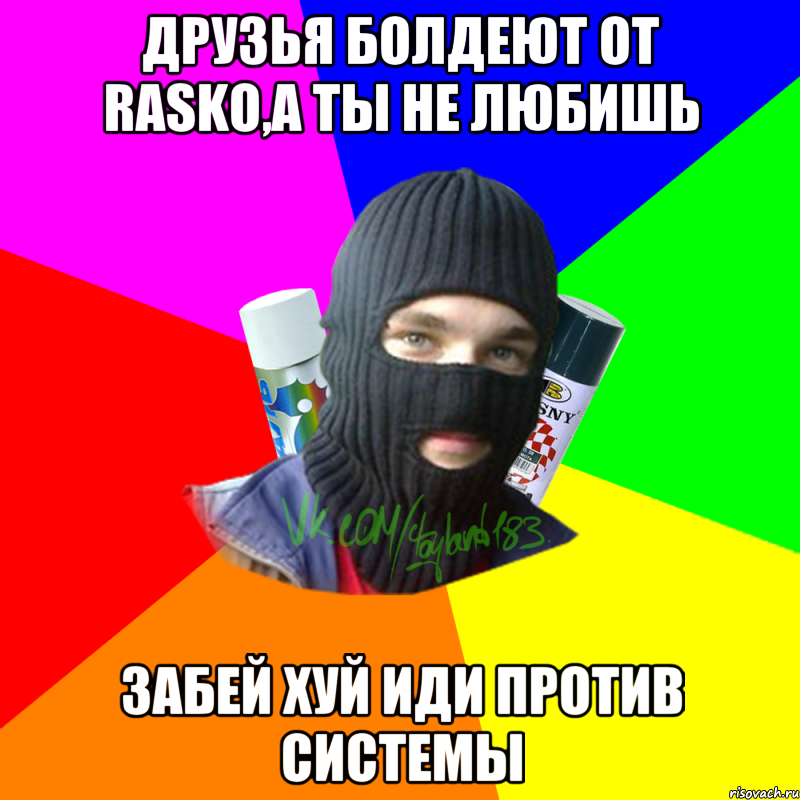 Друзья болдеют от Rasko,а ты не любишь Забей хуй иди против системы, Мем ТИПИЧНЫЙ РАЙТЕР