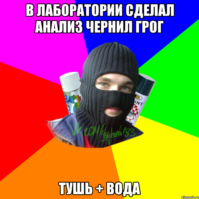 В ЛАБОРАТОРИИ СДЕЛАЛ АНАЛИЗ ЧЕРНИЛ ГРОГ ТУШЬ + ВОДА, Мем ТИПИЧНЫЙ РАЙТЕР