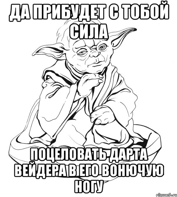 да прибудет с тобой сила поцеловать дарта вейдера в его вонючую ногу, Мем Мастер Йода