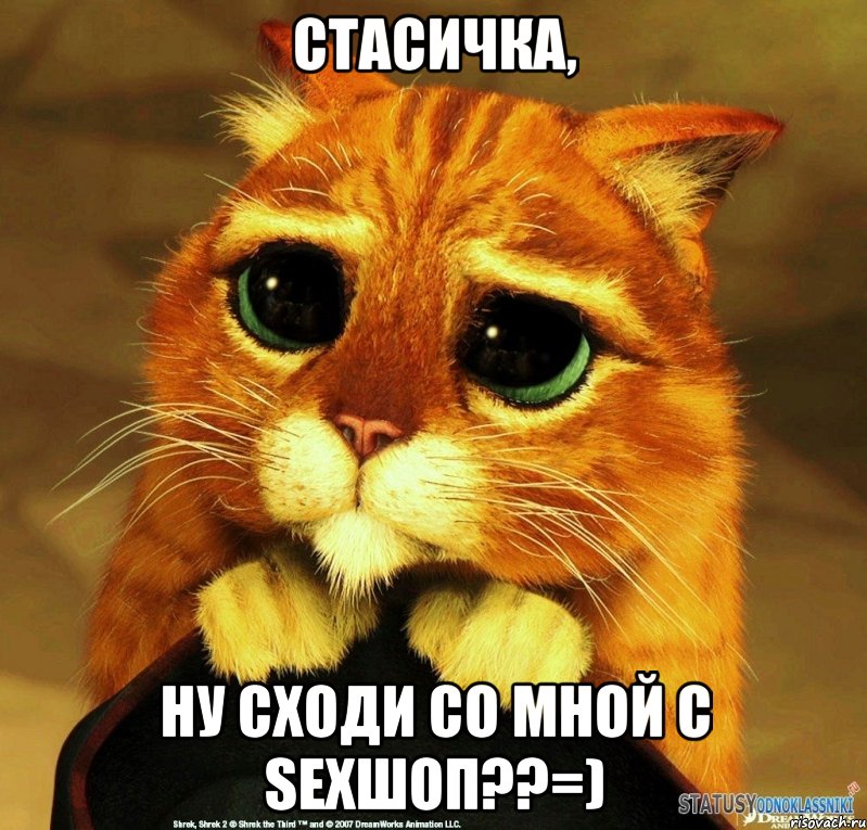 Стасичка, ну сходи со мной с sexшоп??=), Мем Котик из Шрека