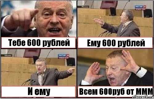 Тебе 600 рублей Ему 600 рублей И ему Всем 600руб от МММ, Комикс жиреновский