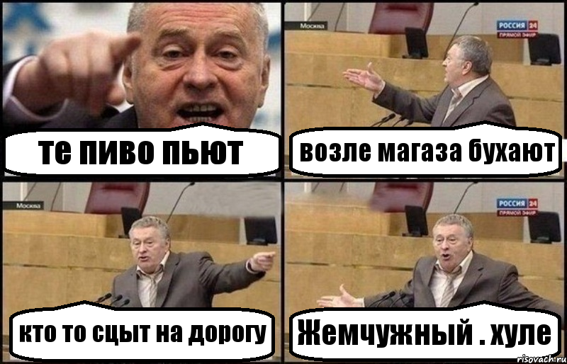 те пиво пьют возле магаза бухают кто то сцыт на дорогу Жемчужный . хуле, Комикс Жириновский