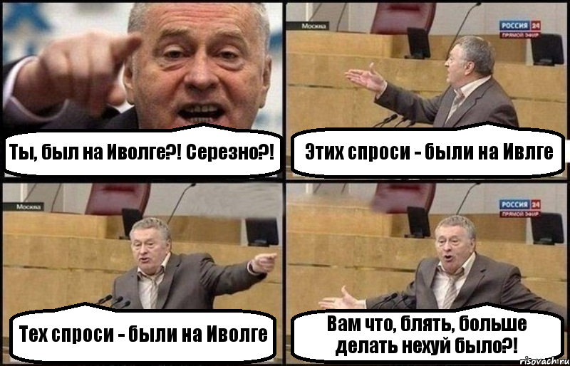 Ты, был на Иволге?! Серезно?! Этих спроси - были на Ивлге Тех спроси - были на Иволге Вам что, блять, больше делать нехуй было?!, Комикс Жириновский