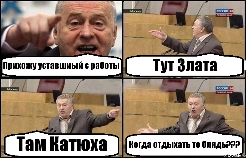 Прихожу уставшиый с работы Тут Злата Там Катюха Когда отдыхать то блядь???, Комикс Жириновский