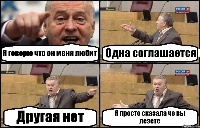 Я говорю что он меня любит Одна соглашается Другая нет Я просто сказала че вы лезете, Комикс Жириновский