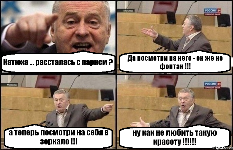 Катюха ... рассталась с парнем ? Да посмотри на него - он же не фонтан !!! а теперь посмотри на себя в зеркало !!! ну как не любить такую красоту !!!!!!, Комикс Жириновский