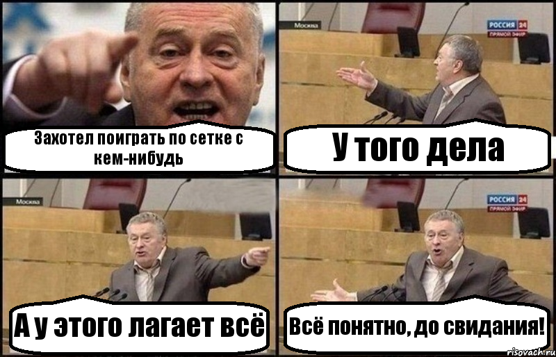 Захотел поиграть по сетке с кем-нибудь У того дела А у этого лагает всё Всё понятно, до свидания!, Комикс Жириновский