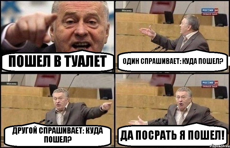 ПОШЕЛ В ТУАЛЕТ ОДИН СПРАШИВАЕТ: КУДА ПОШЕЛ? ДРУГОЙ СПРАШИВАЕТ: КУДА ПОШЕЛ? ДА ПОСРАТЬ Я ПОШЕЛ!, Комикс Жириновский