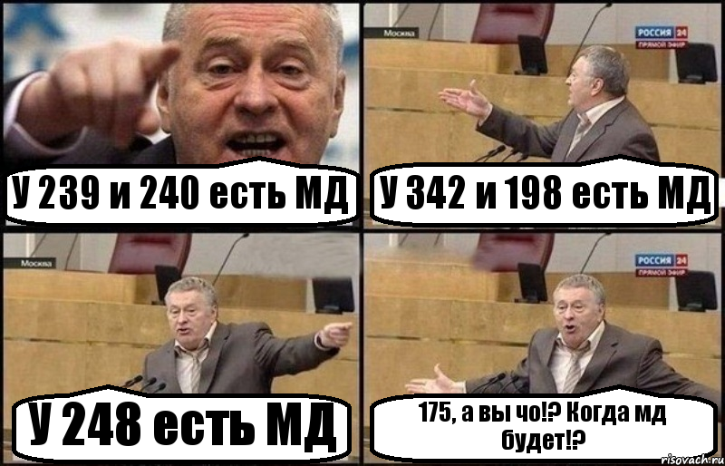 У 239 и 240 есть МД У 342 и 198 есть МД У 248 есть МД 175, а вы чо!? Когда мд будет!?, Комикс Жириновский