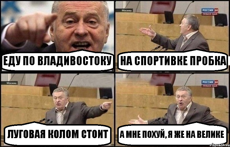 ЕДУ ПО ВЛАДИВОСТОКУ НА СПОРТИВКЕ ПРОБКА ЛУГОВАЯ КОЛОМ СТОИТ А МНЕ ПОХУЙ, Я ЖЕ НА ВЕЛИКЕ, Комикс Жириновский