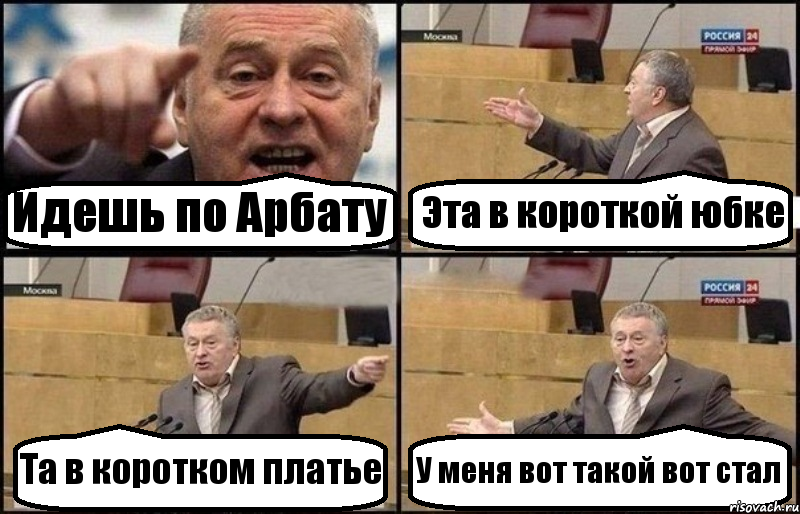 Идешь по Арбату Эта в короткой юбке Та в коротком платье У меня вот такой вот стал, Комикс Жириновский